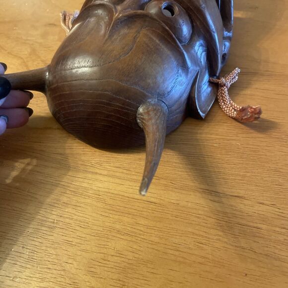 VTG Authentic Japanese Noh Demon Mask "Hannya" - Hand-carved Wood From Japan - Picture 8 of 15